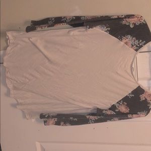 Charlotte russe White shirt with floral sleeves